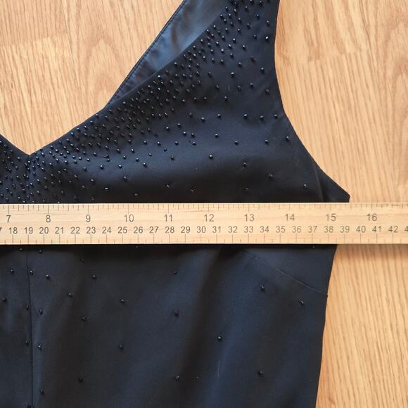 Vtg Y2K Whimsigoth Dark Fairy Semi-sheer Black Beaded Handkerchief Hem Dress 4 - Picture 9 of 11